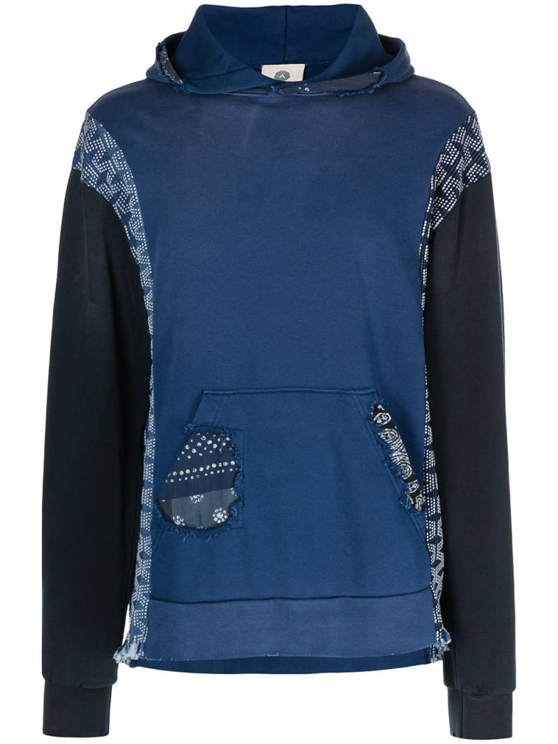 Alchemist patchwork detail cotton hoodie - Blue von Alchemist
