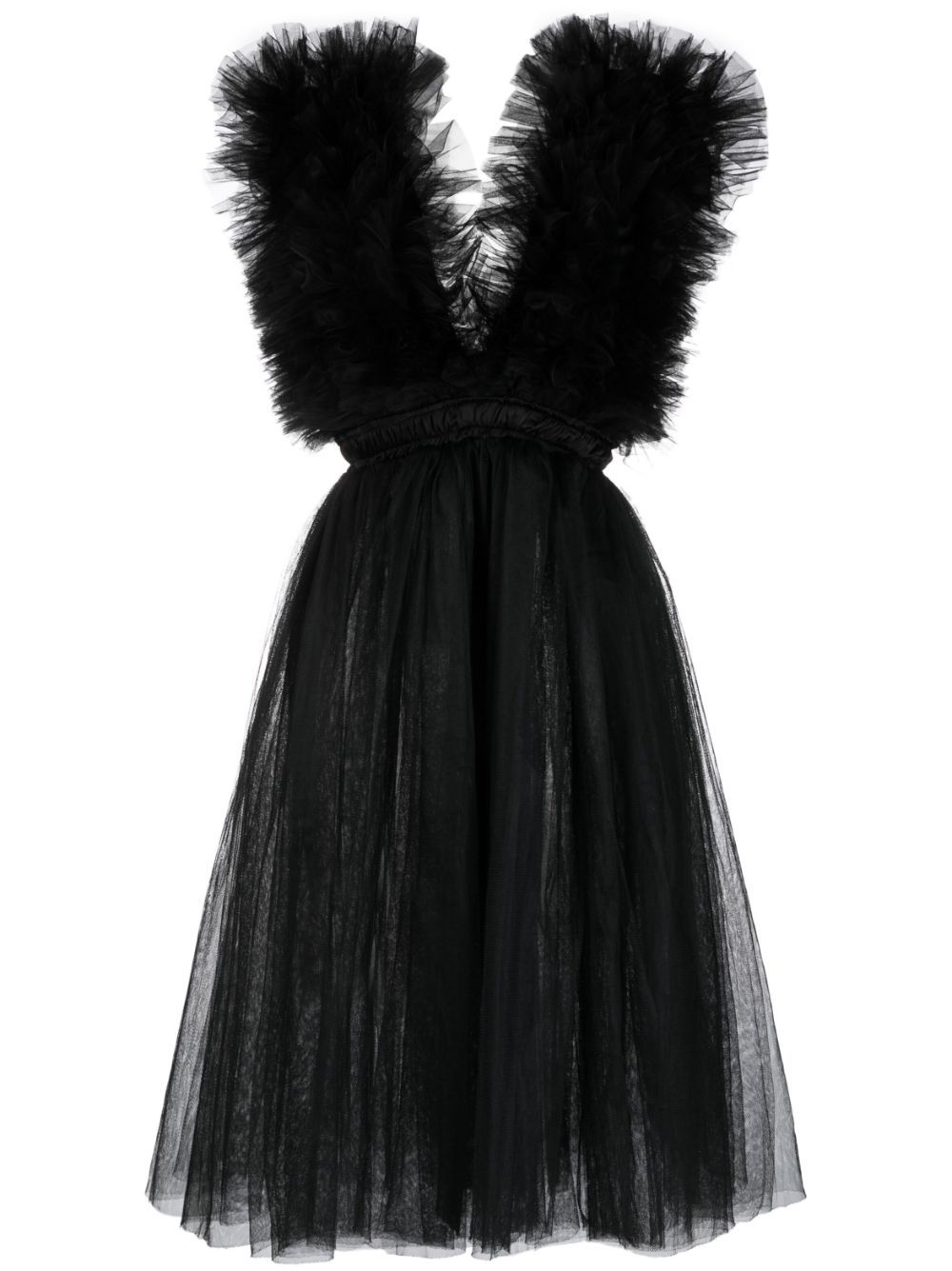 Alchemy x Lia Aram V-neck tulle midi dress - Black von Alchemy