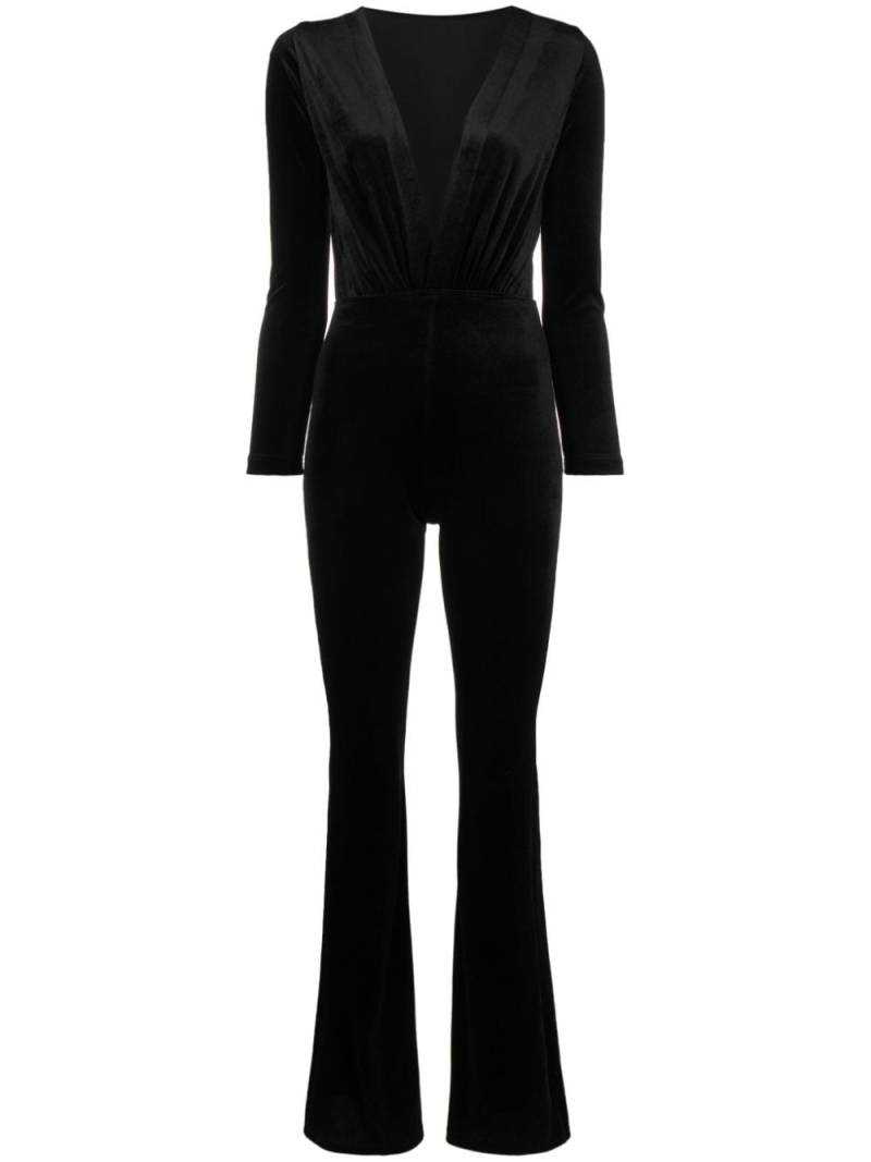 Alchemy x Lia Aram V-neck velvet jumpsuit - Black von Alchemy