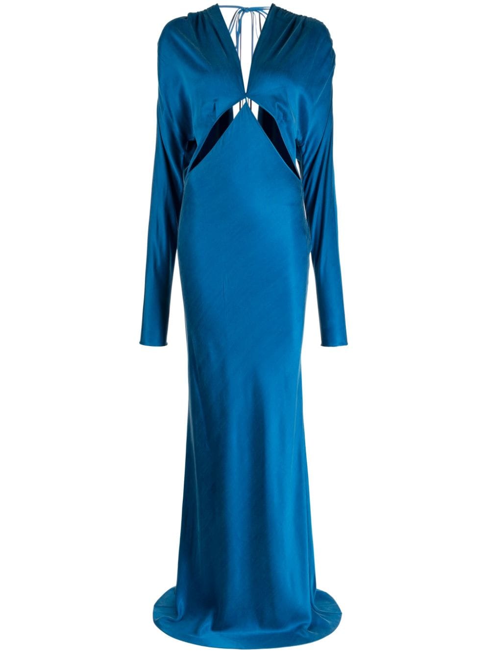 Aleksandre Akhalkatsishvili cut out-detail satin maxi dress - Blue von Aleksandre Akhalkatsishvili