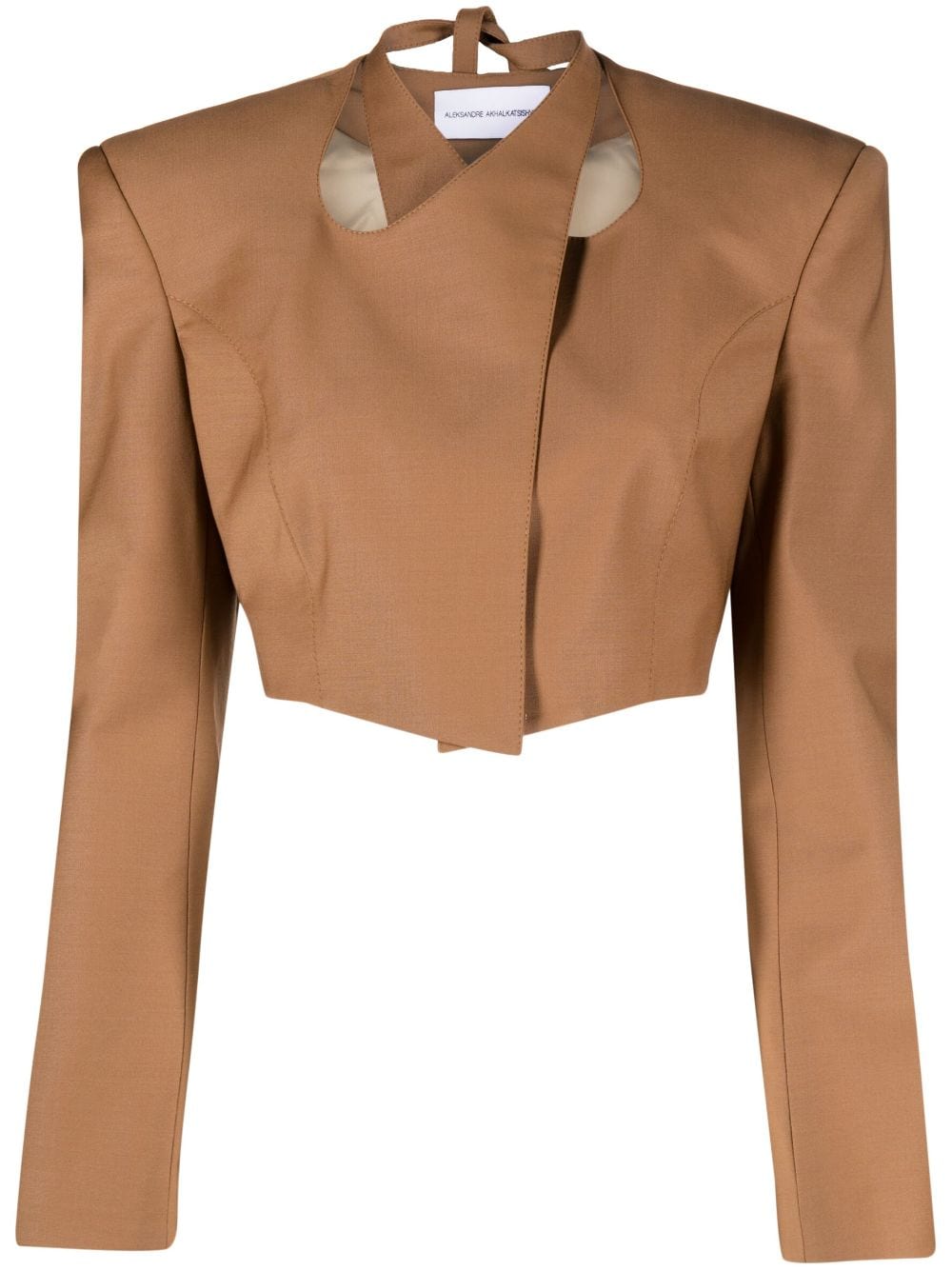 Aleksandre Akhalkatsishvili cropped wool wrap blazer - Brown von Aleksandre Akhalkatsishvili