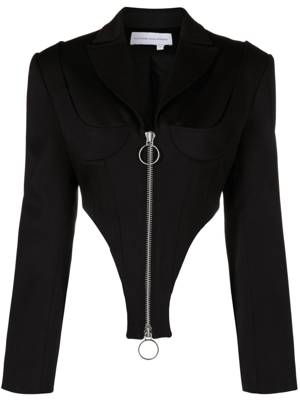 Aleksandre Akhalkatsishvili cropped zip-up blazer - Black von Aleksandre Akhalkatsishvili