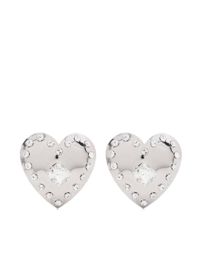 Alessandra Rich Heart crystal earrings - Silver von Alessandra Rich