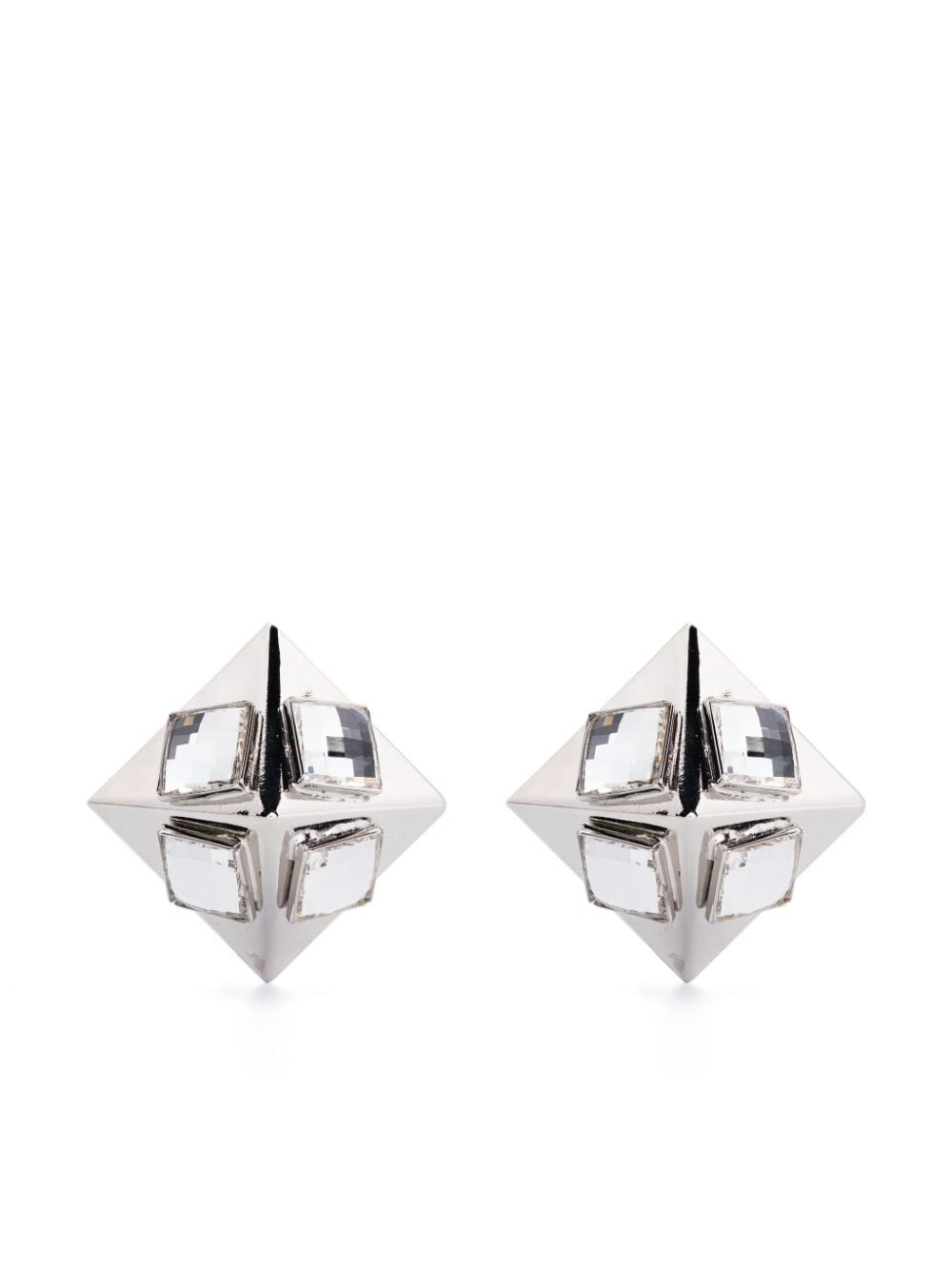 Alessandra Rich Pyramid crystal earrings - Silver von Alessandra Rich