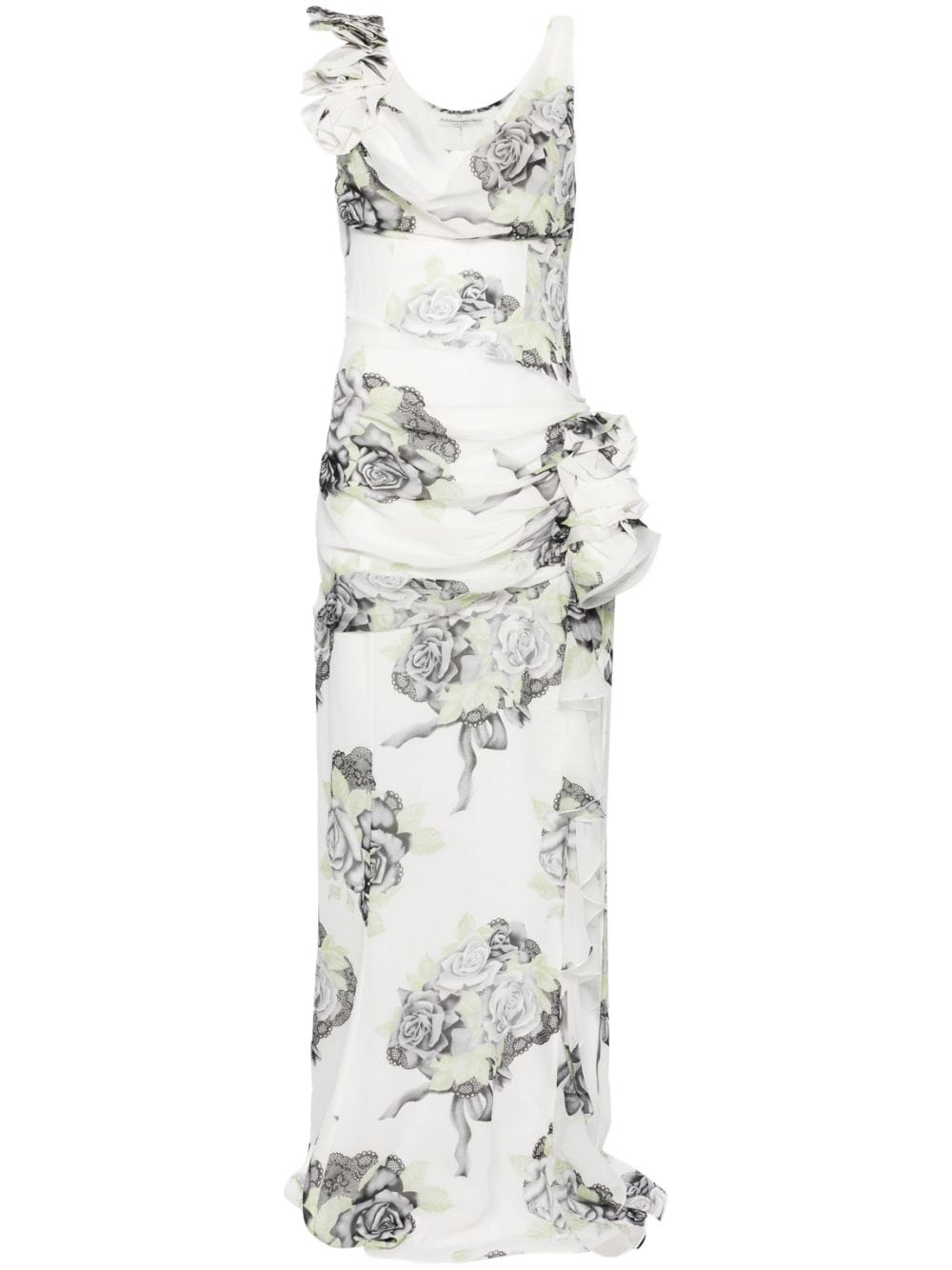 Alessandra Rich Rose-print silk gown - White von Alessandra Rich