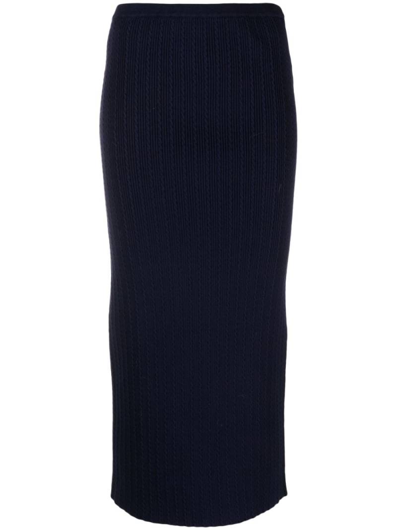 Alessandra Rich cable-knit pencil skirt - Blue von Alessandra Rich