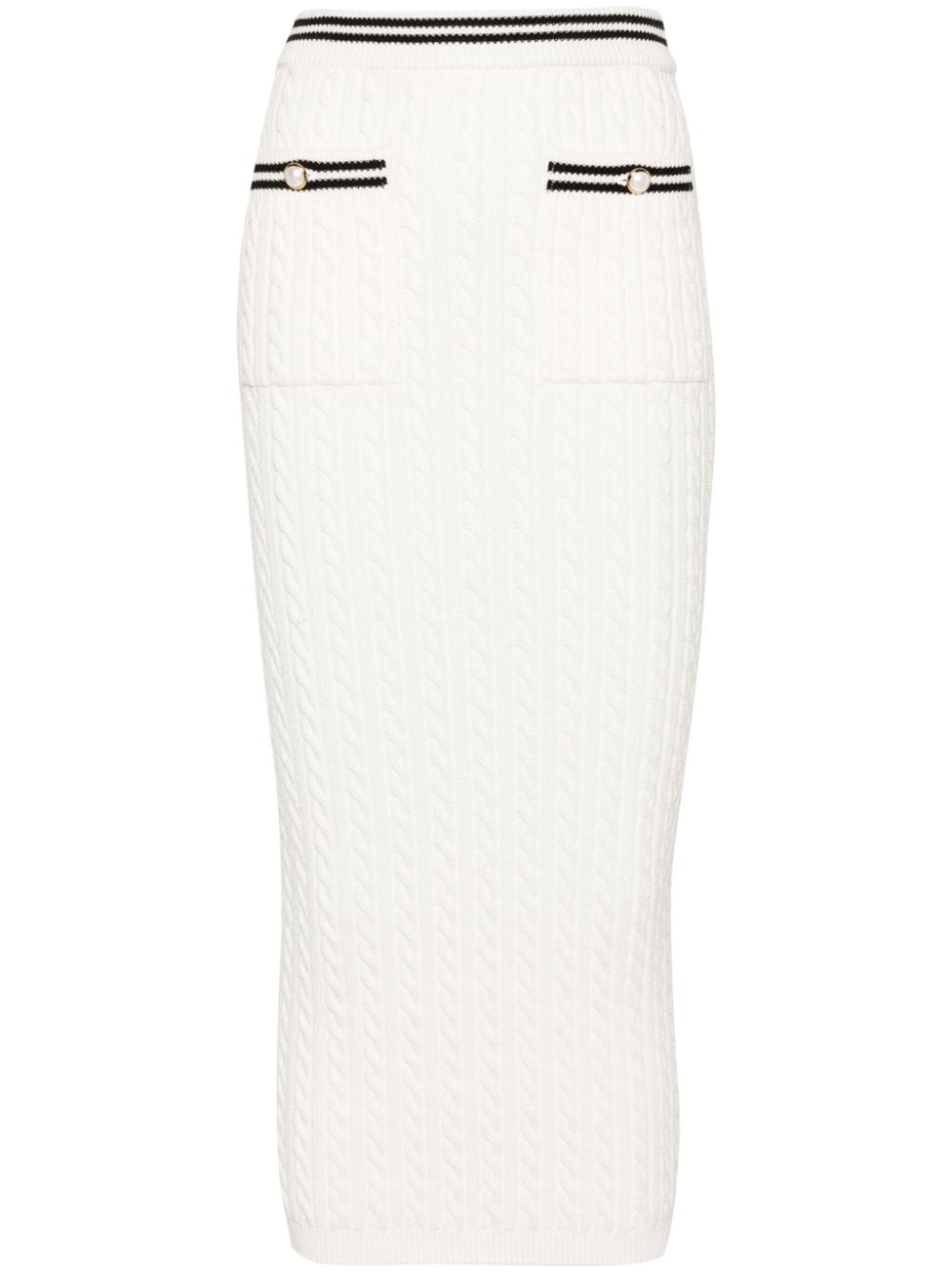 Alessandra Rich cable-knit stripe-trim midi skirt - White von Alessandra Rich