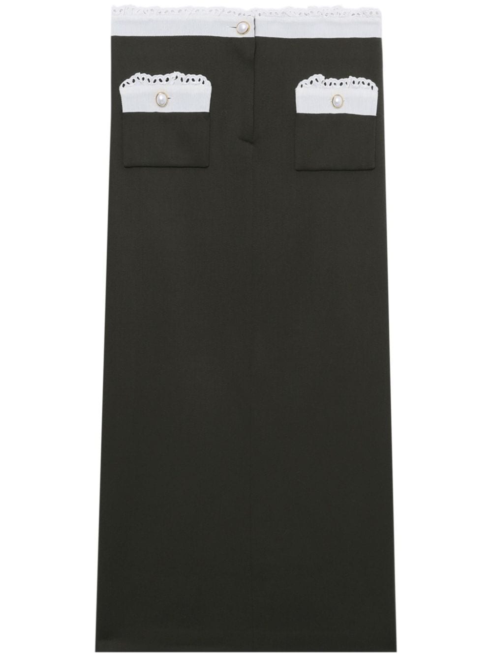 Alessandra Rich contrast-trim wool pencil skirt - Green von Alessandra Rich