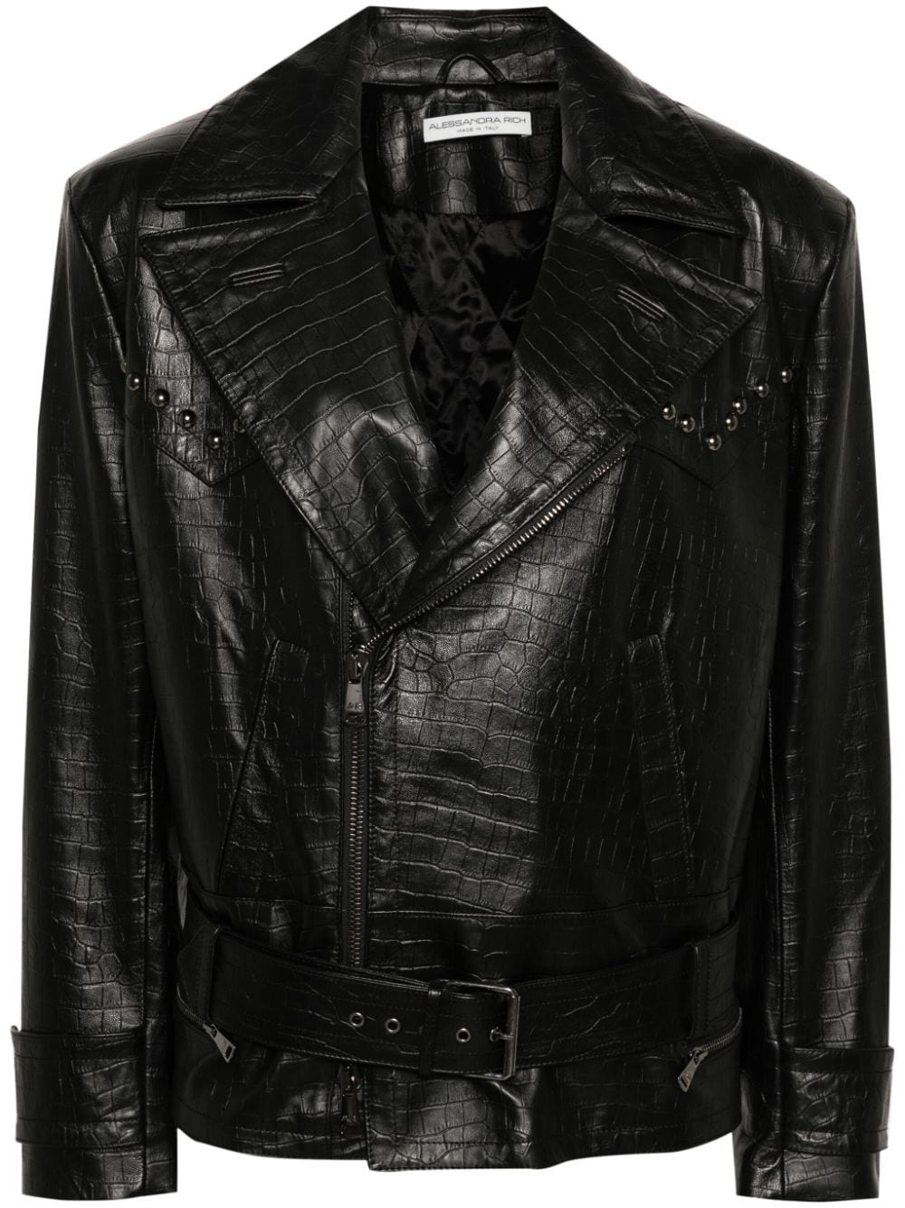 Alessandra Rich croc-embossed leather jacket - Black von Alessandra Rich