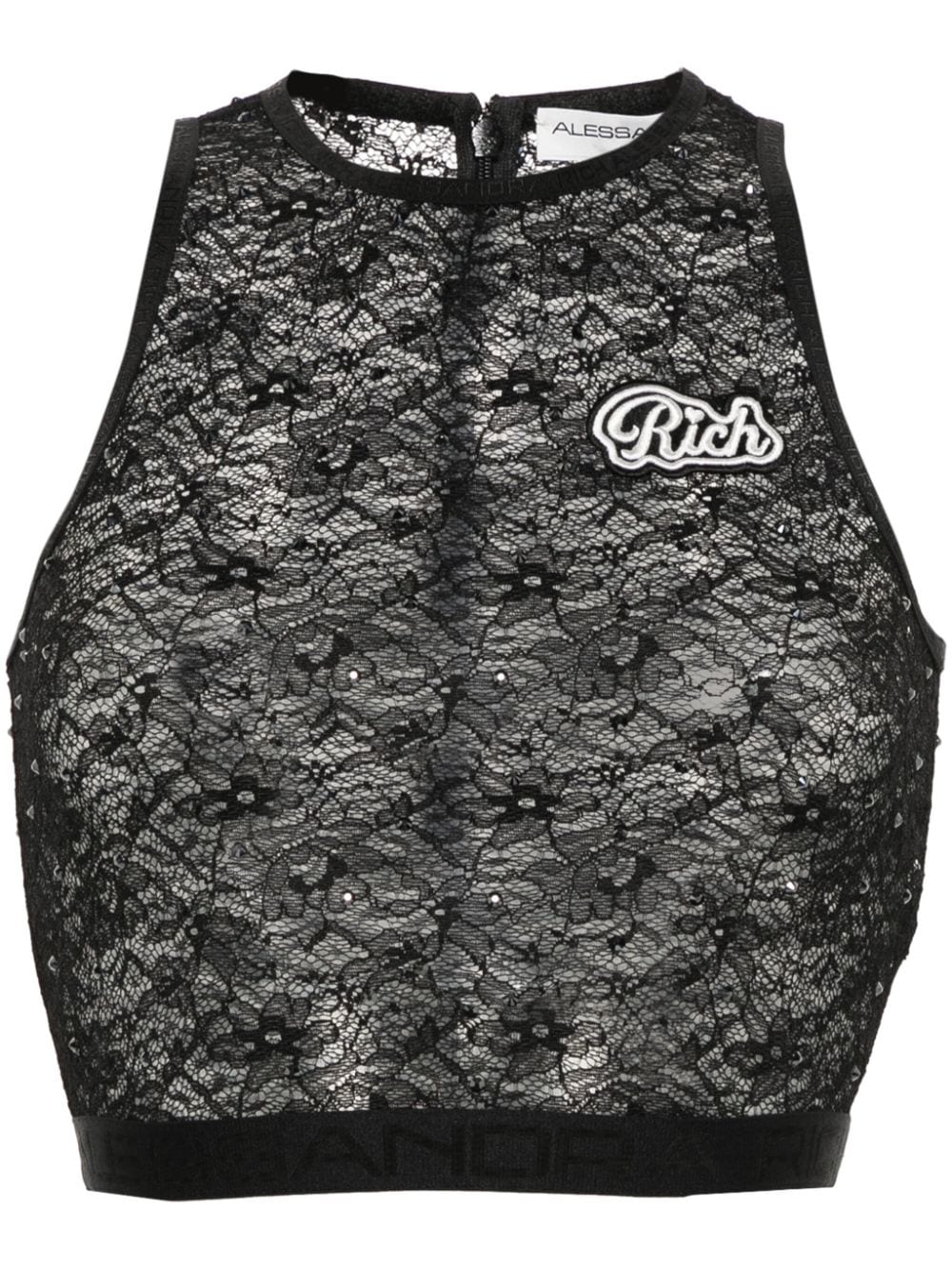 Alessandra Rich cropped lace tank top - Black von Alessandra Rich