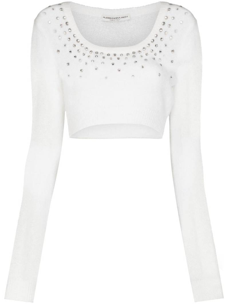 Alessandra Rich crystal-embellished cropped jumper - White von Alessandra Rich