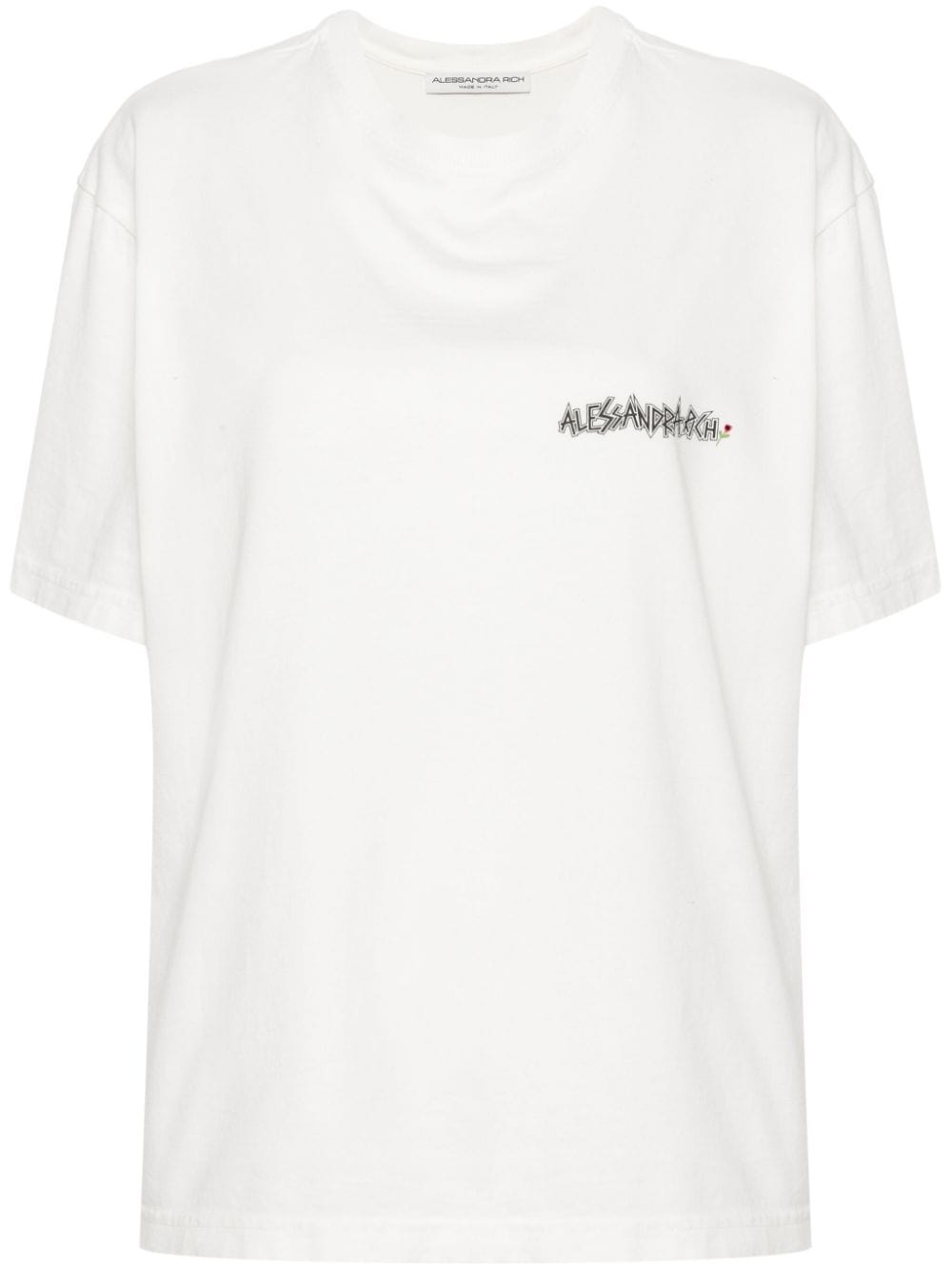 Alessandra Rich crystal-embellished graphic-print T-shirt - White von Alessandra Rich