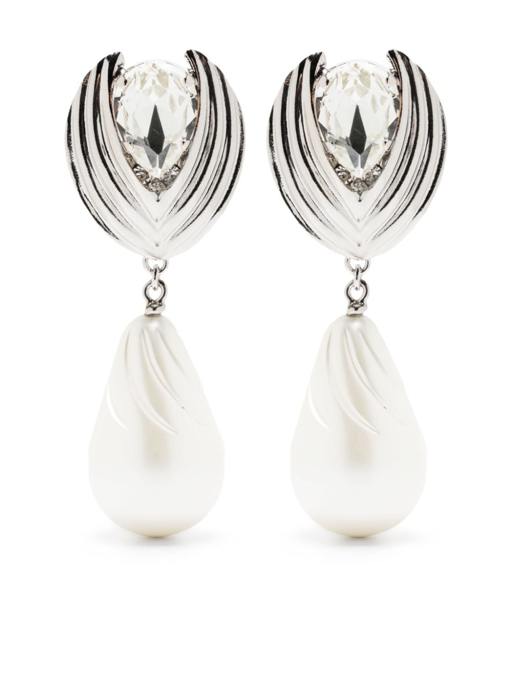 Alessandra Rich crystal-embellished pearl earrings - White von Alessandra Rich