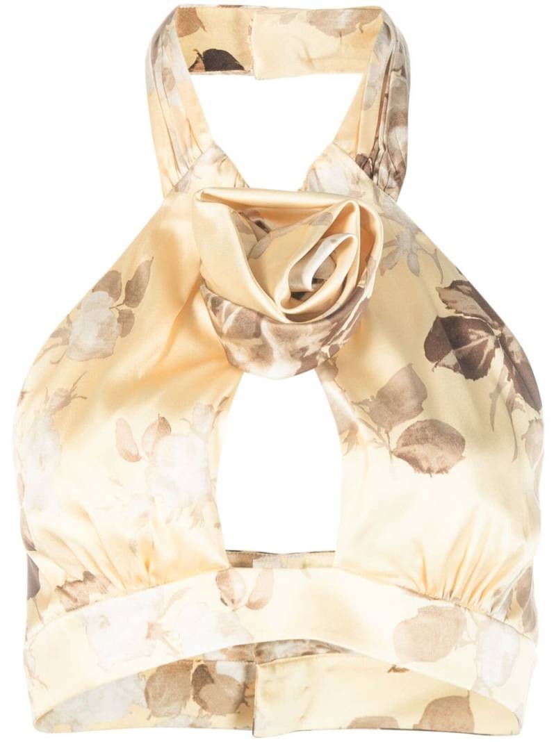 Alessandra Rich cut-out satin crop top - Neutrals von Alessandra Rich