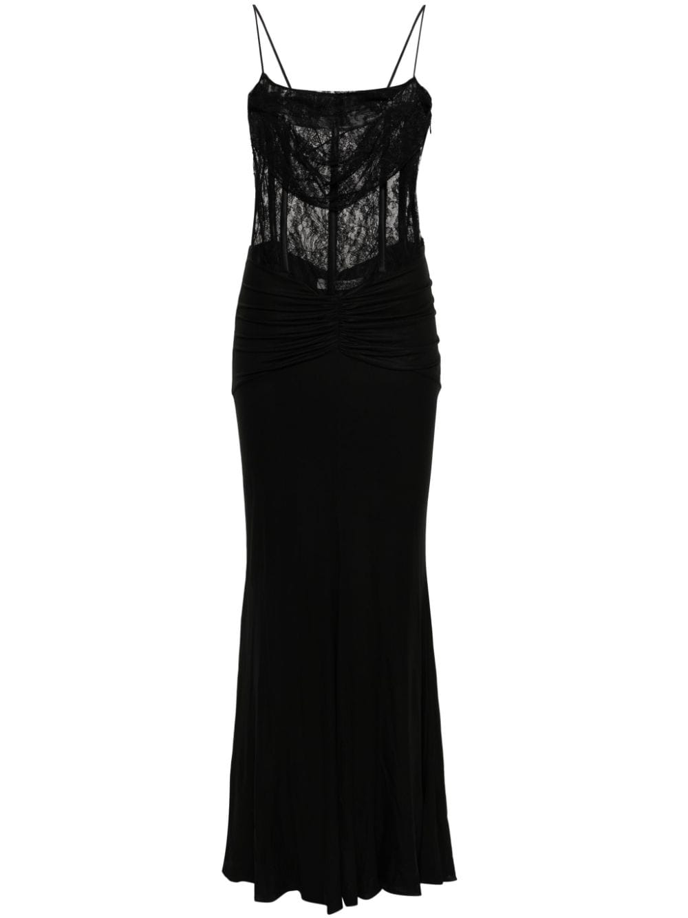 Alessandra Rich draped lace-panel maxi dress - Black von Alessandra Rich