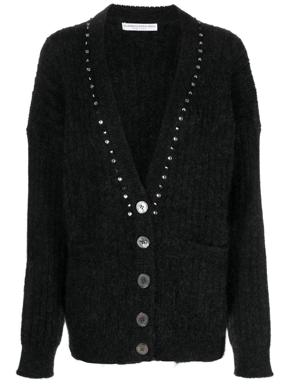 Alessandra Rich embellished wool-blend cardigan - Black von Alessandra Rich