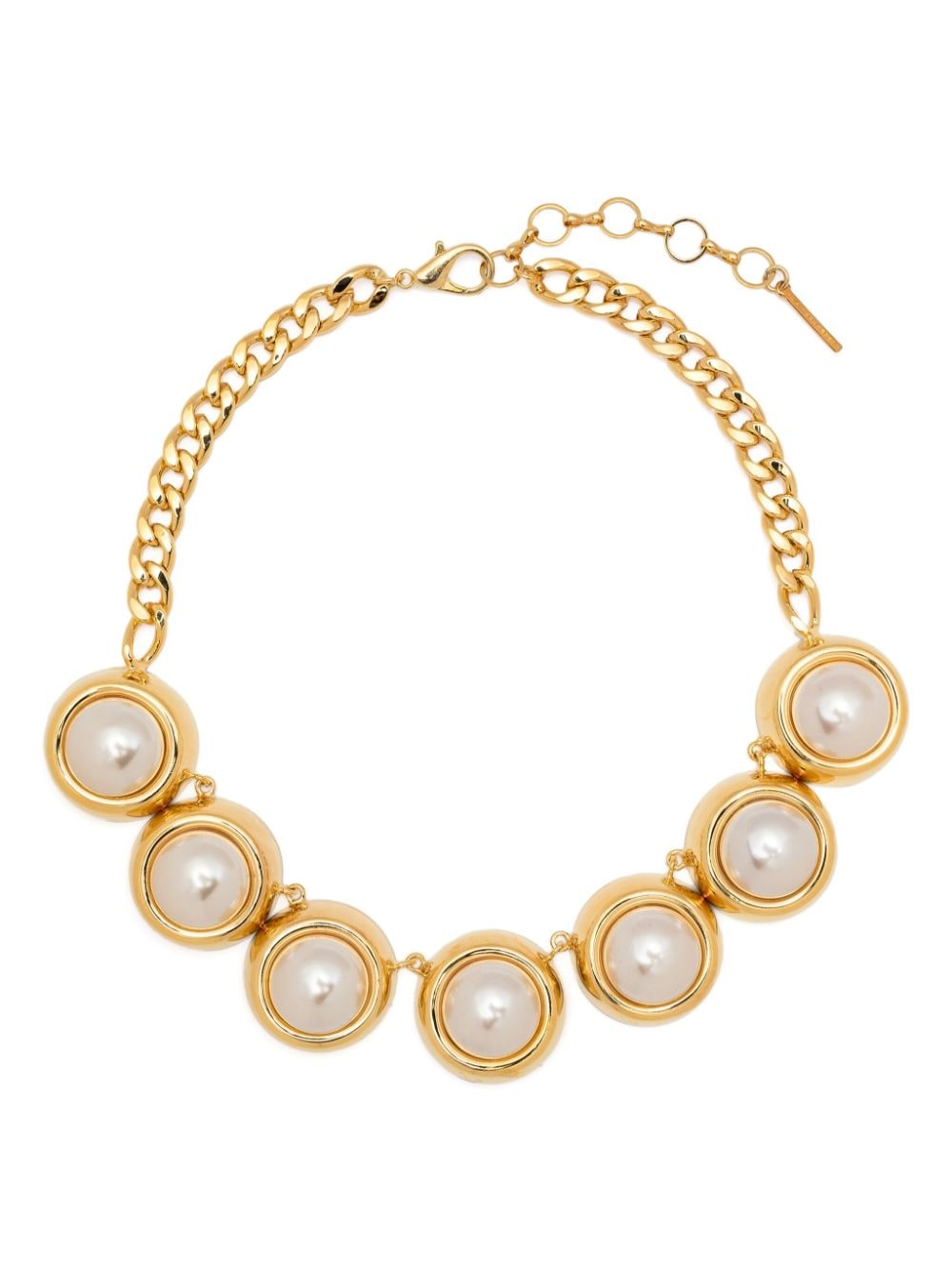 Alessandra Rich faux-pearl curb-chain necklace - Gold von Alessandra Rich