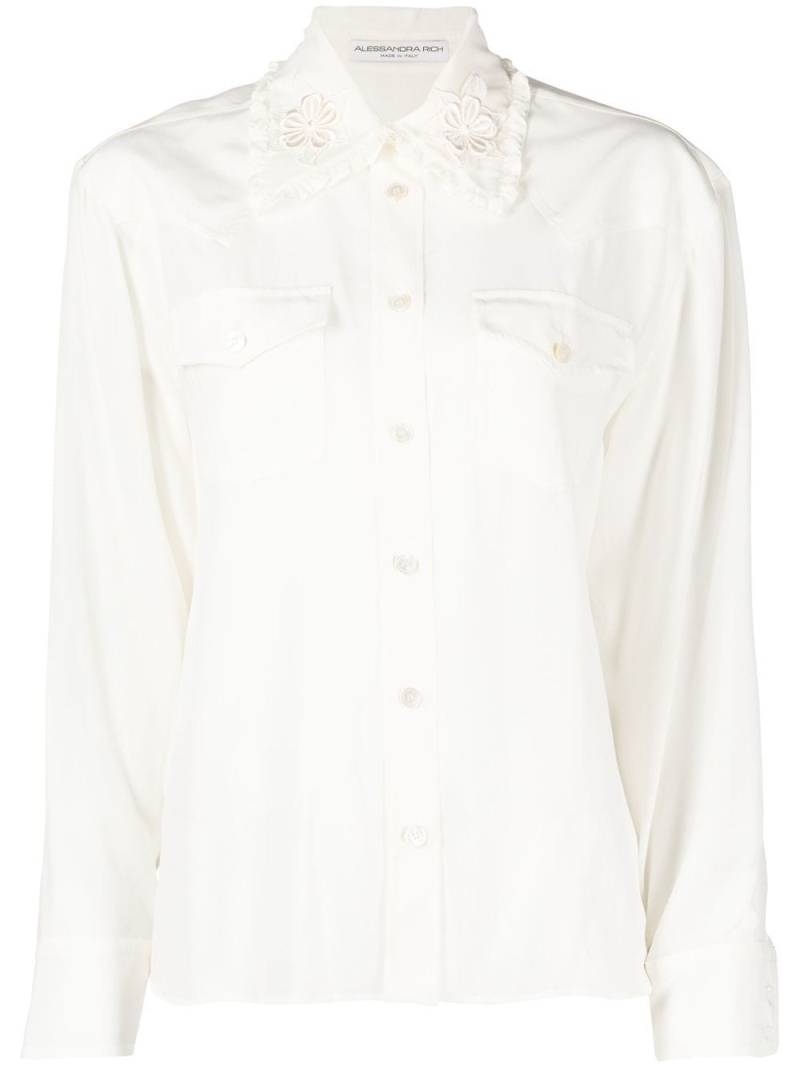 Alessandra Rich floral-embroidered silk shirt - White von Alessandra Rich