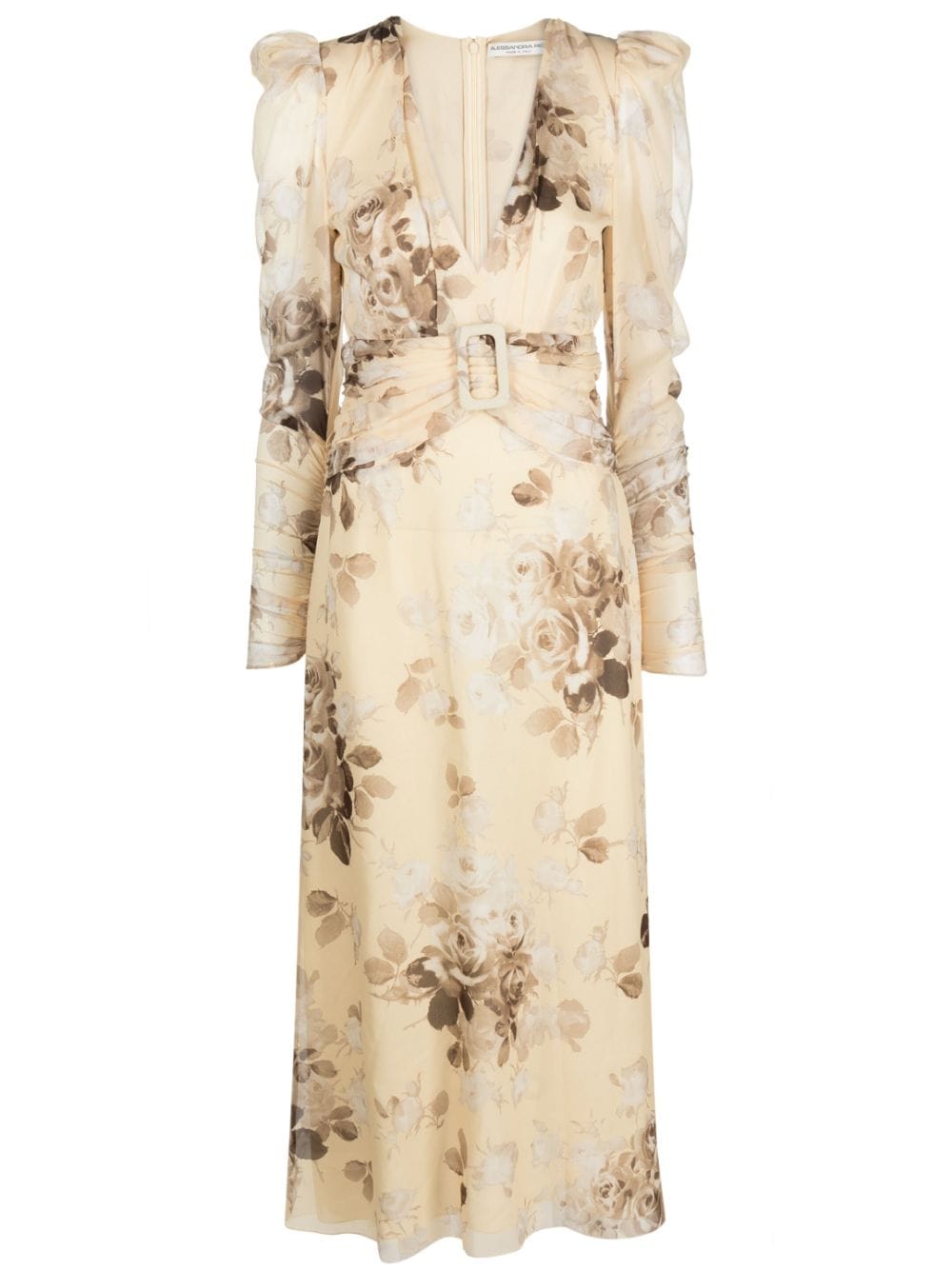 Alessandra Rich floral-print belted silk dress - Neutrals von Alessandra Rich