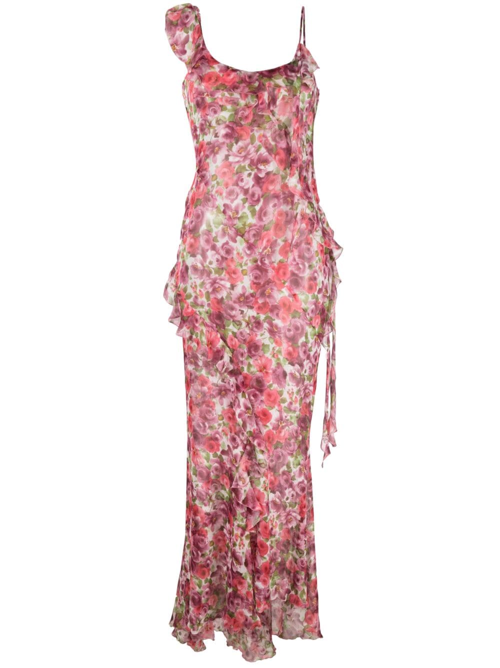 Alessandra Rich floral-print ruffled silk maxi dress - Pink von Alessandra Rich