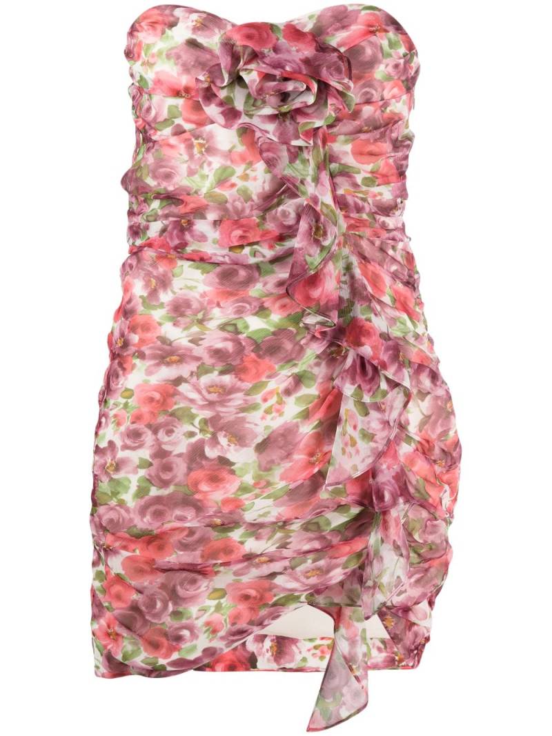 Alessandra Rich floral-print ruffled silk minidress - Pink von Alessandra Rich