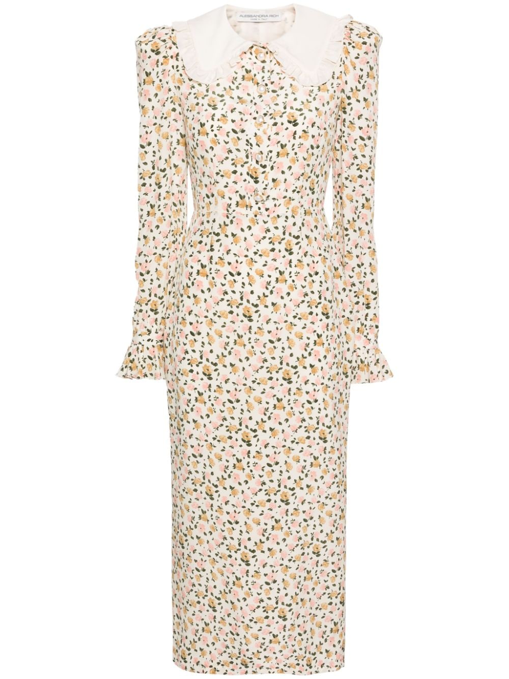 Alessandra Rich floral-print silk midi dress - Neutrals von Alessandra Rich