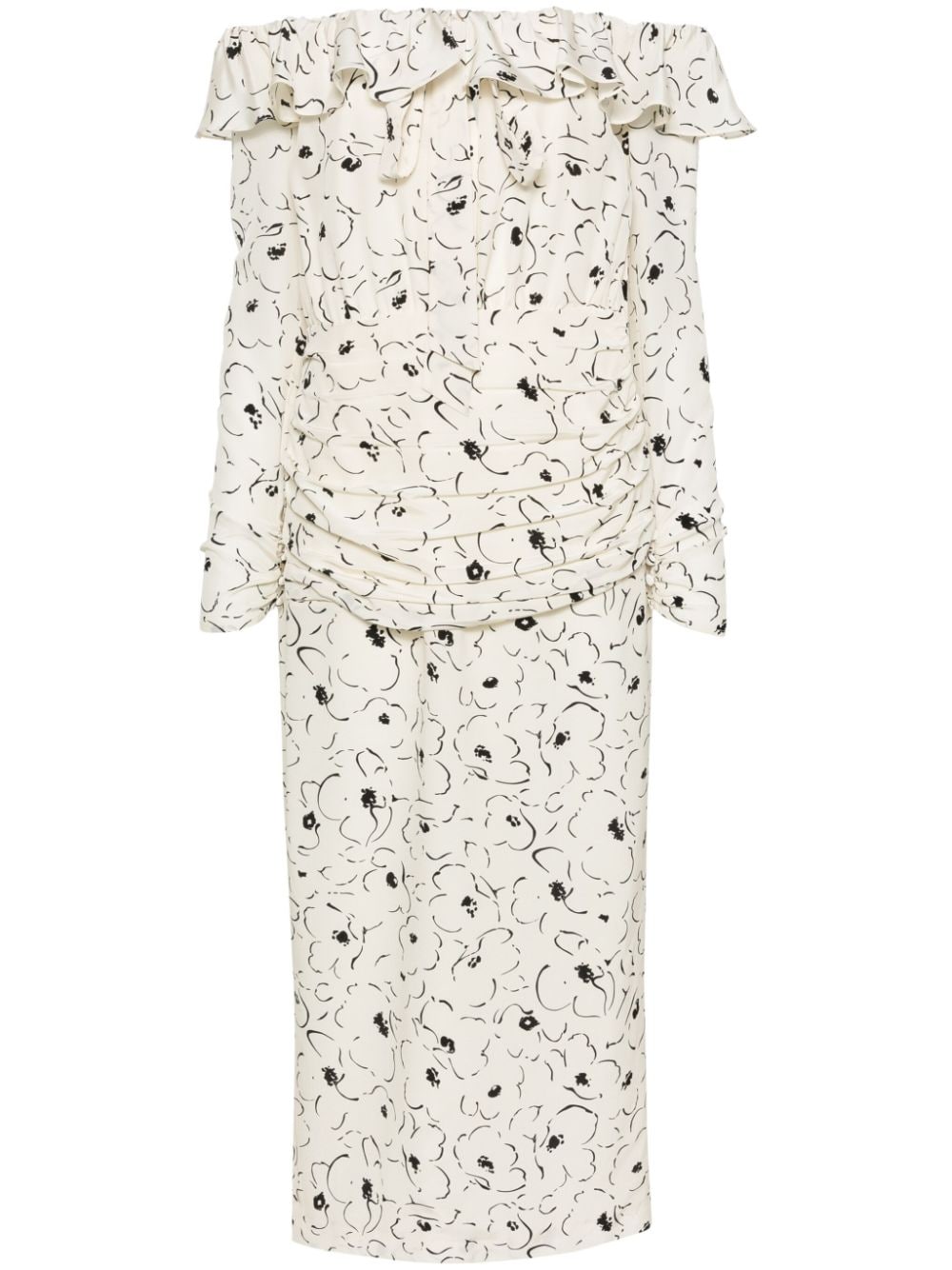 Alessandra Rich floral-print silk midi dress - Neutrals von Alessandra Rich