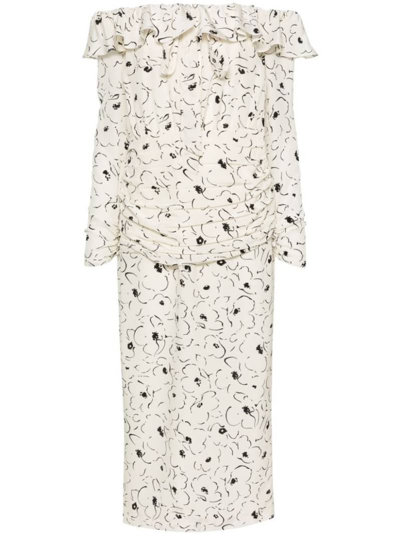 Alessandra Rich floral-print silk midi dress - Neutrals von Alessandra Rich