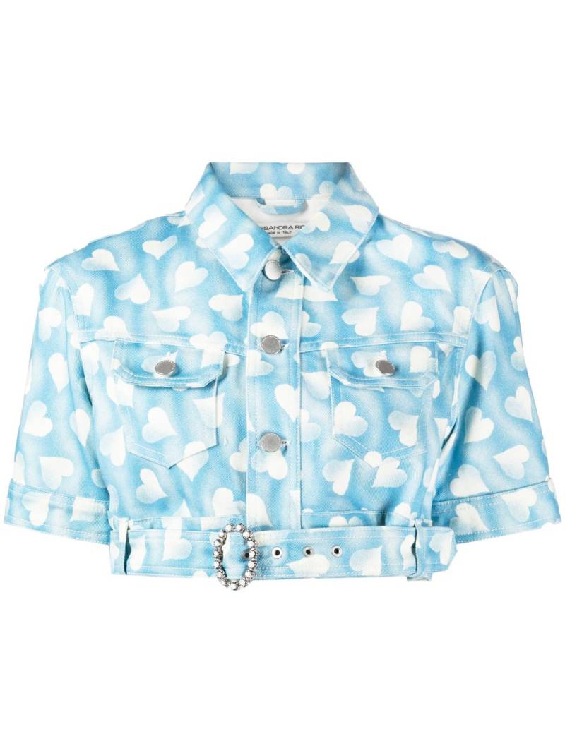 Alessandra Rich heart-print cropped denim jacket - Blue von Alessandra Rich