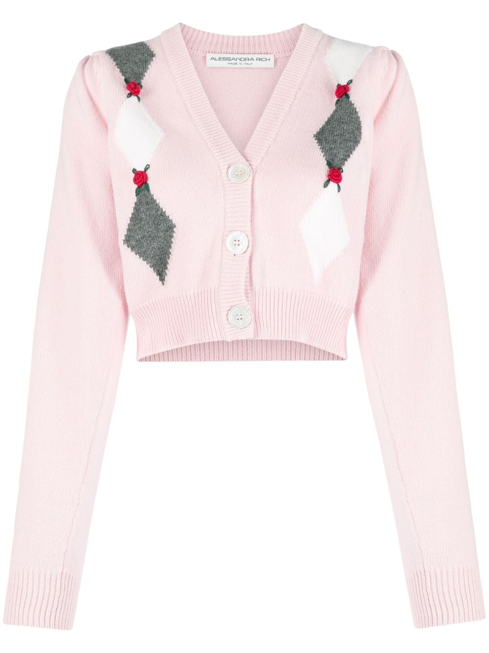Alessandra Rich intarsia-knit floral-detail cardigan - Pink von Alessandra Rich