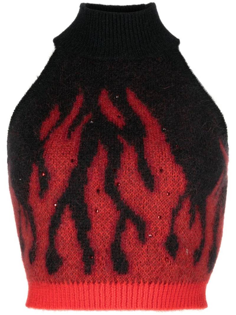 Alessandra Rich intarsia-knit sleeveless cropped jumper - Black von Alessandra Rich