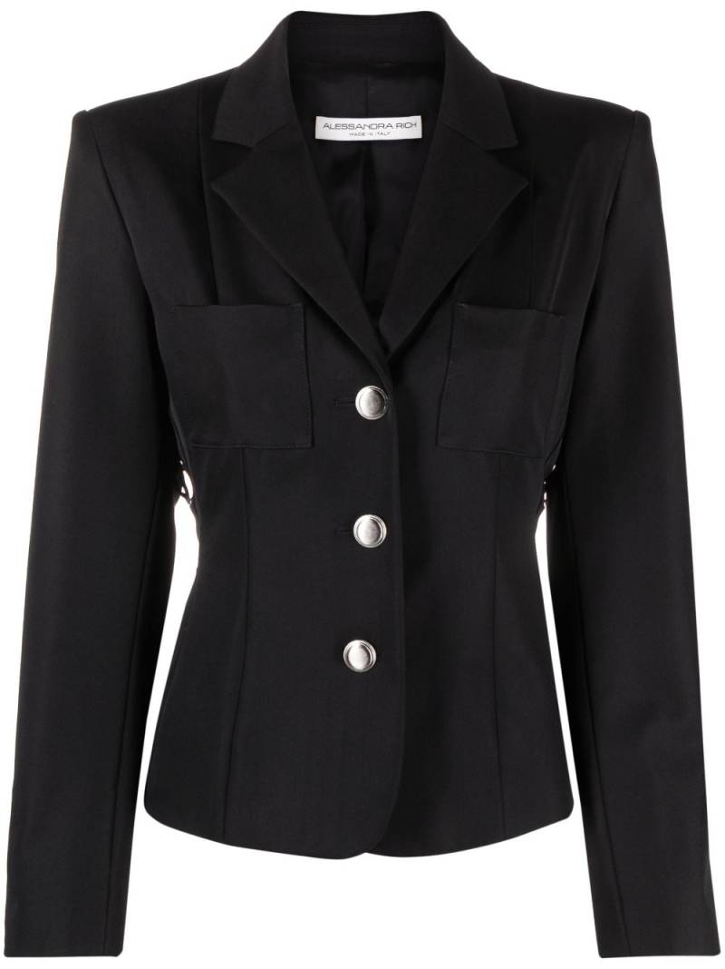 Alessandra Rich lace-up wool-blend blazer - Black von Alessandra Rich