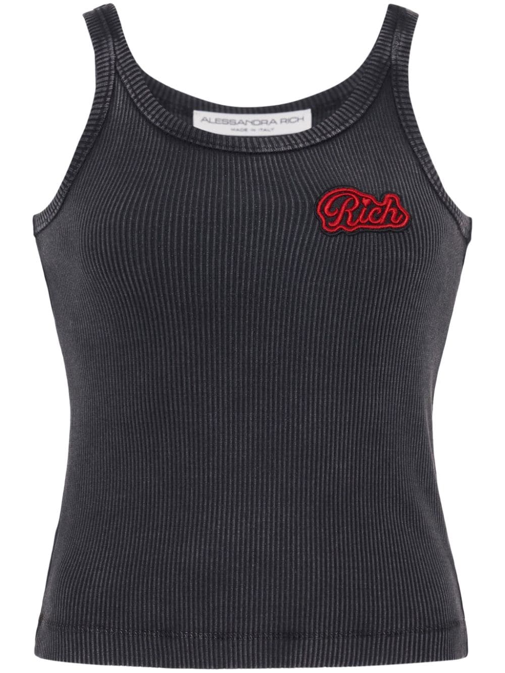 Alessandra Rich logo-appliqué ribbed tank top - Grey von Alessandra Rich