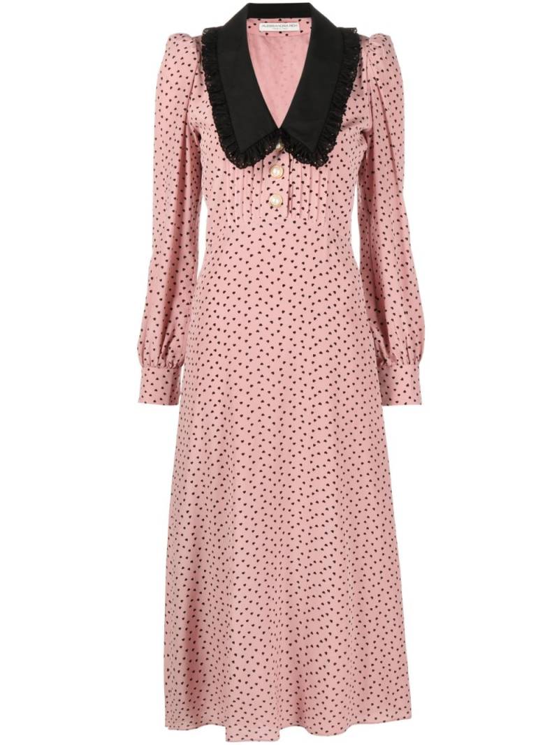 Alessandra Rich heart-print silk midi dress - Pink von Alessandra Rich