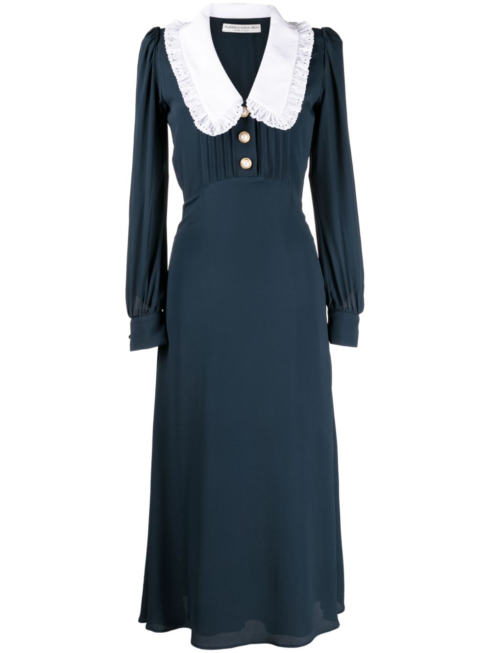 Alessandra Rich oversized-collar midi dress - Blue von Alessandra Rich