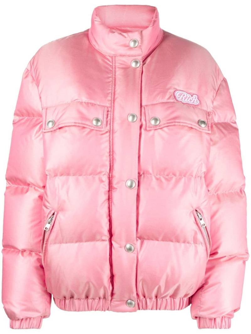 Alessandra Rich padded logo-patch puffer jacket - Pink von Alessandra Rich