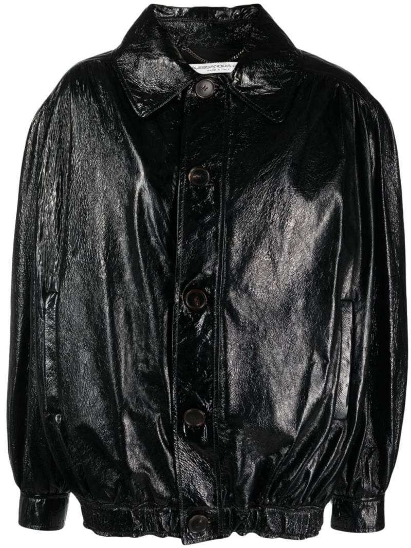 Alessandra Rich patent-goatskin bomber jacket - Black von Alessandra Rich