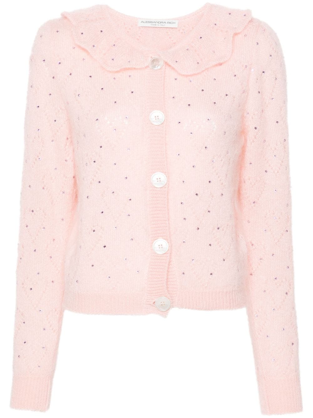 Alessandra Rich rhinestone-detailed pointelle-knit cardigan - Pink von Alessandra Rich