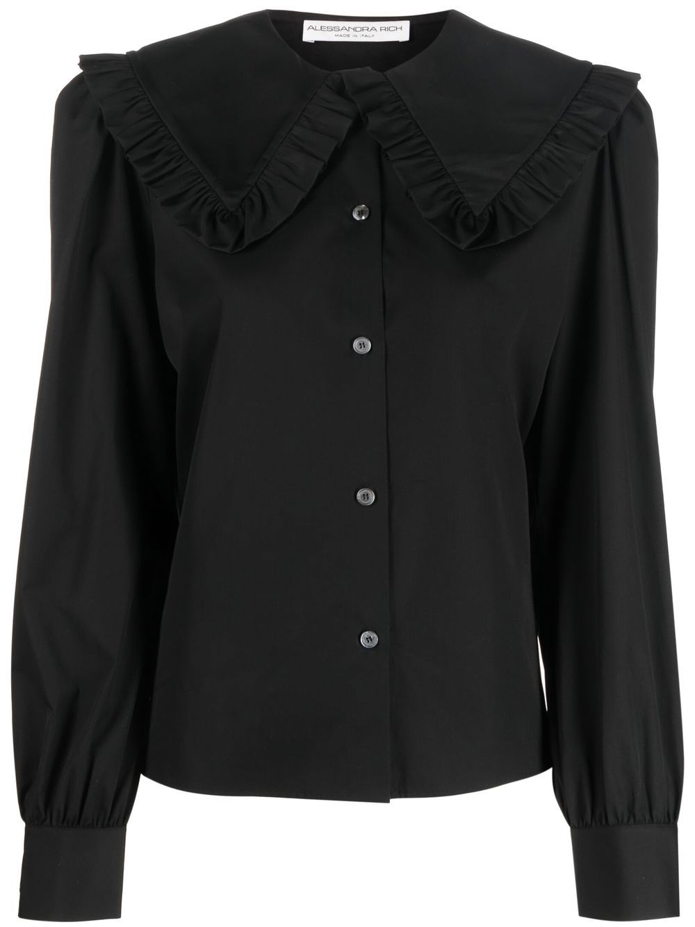 Alessandra Rich ruffle collar cotton shirt - Black von Alessandra Rich