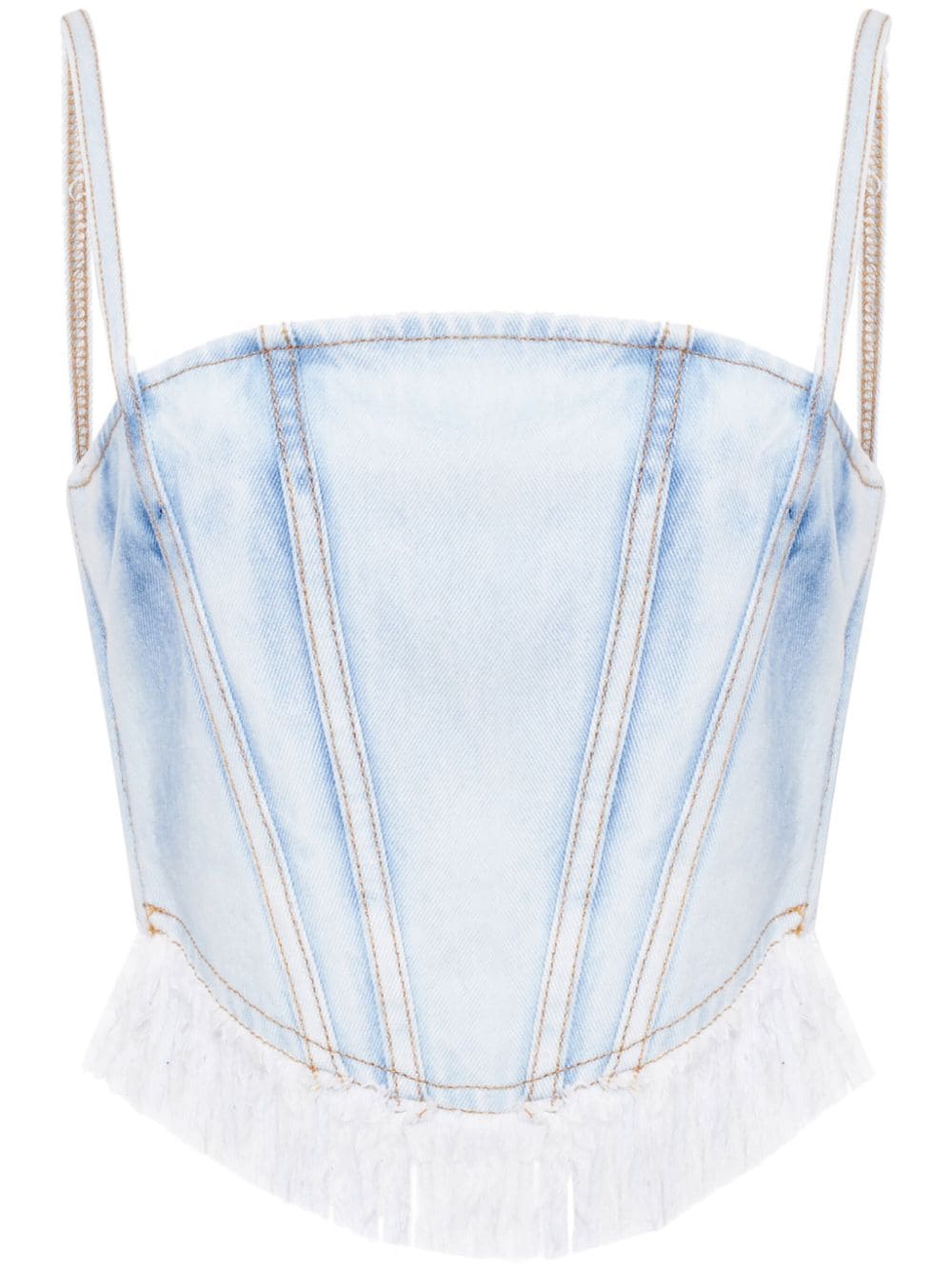 Alessandra Rich ruffle-trim denim corset top - Blue von Alessandra Rich