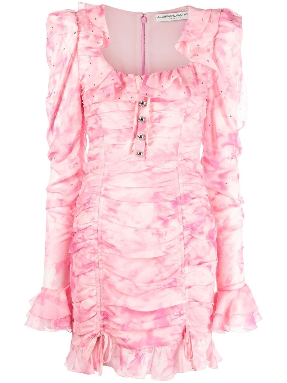 Alessandra Rich silk tie-dye ruffled mini dress - Pink von Alessandra Rich