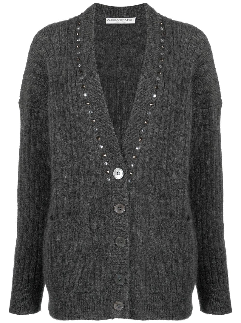 Alessandra Rich embellished wool-blend cardigan - Grey von Alessandra Rich