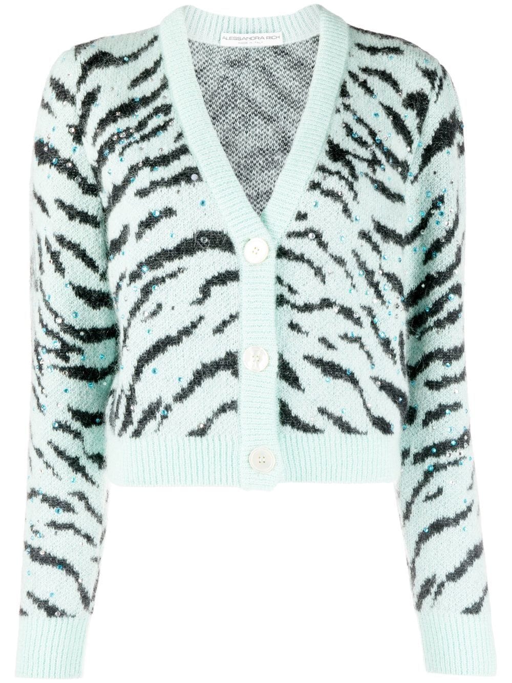 Alessandra Rich zebra-print V-neck cardigan - Green von Alessandra Rich
