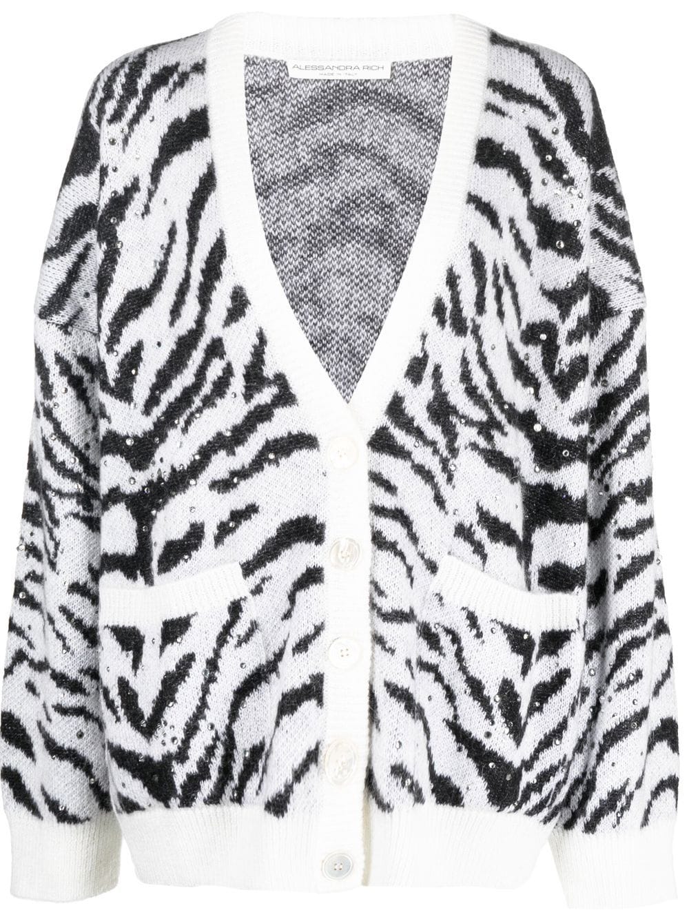 Alessandra Rich zebra-print knit cardigan - White von Alessandra Rich