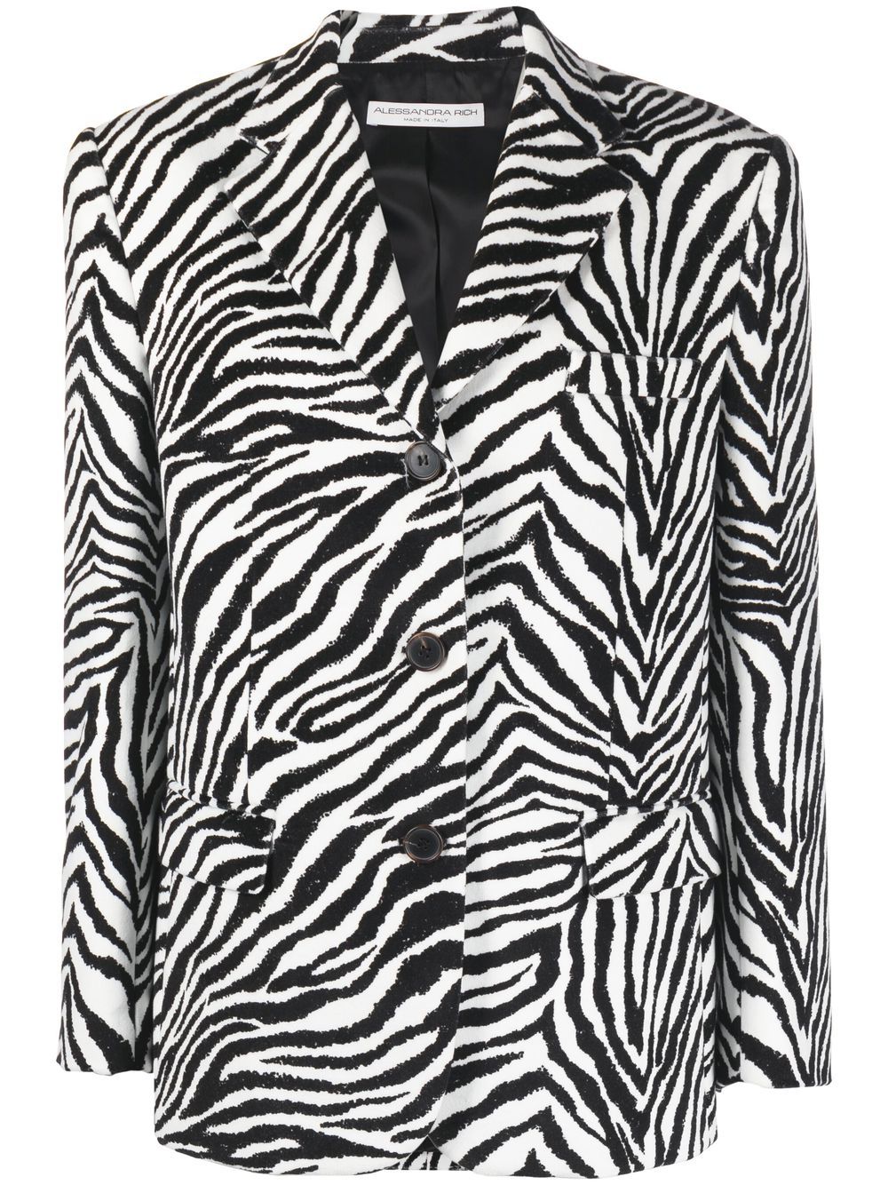 Alessandra Rich zebra-print single-breasted blazer - Black von Alessandra Rich