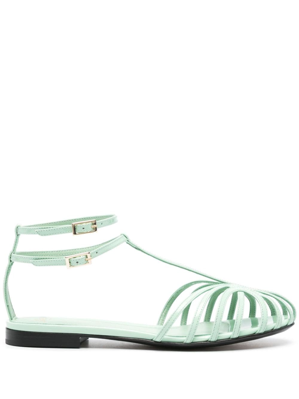 Alevì Elena leather flat sandals - Green von Alevì