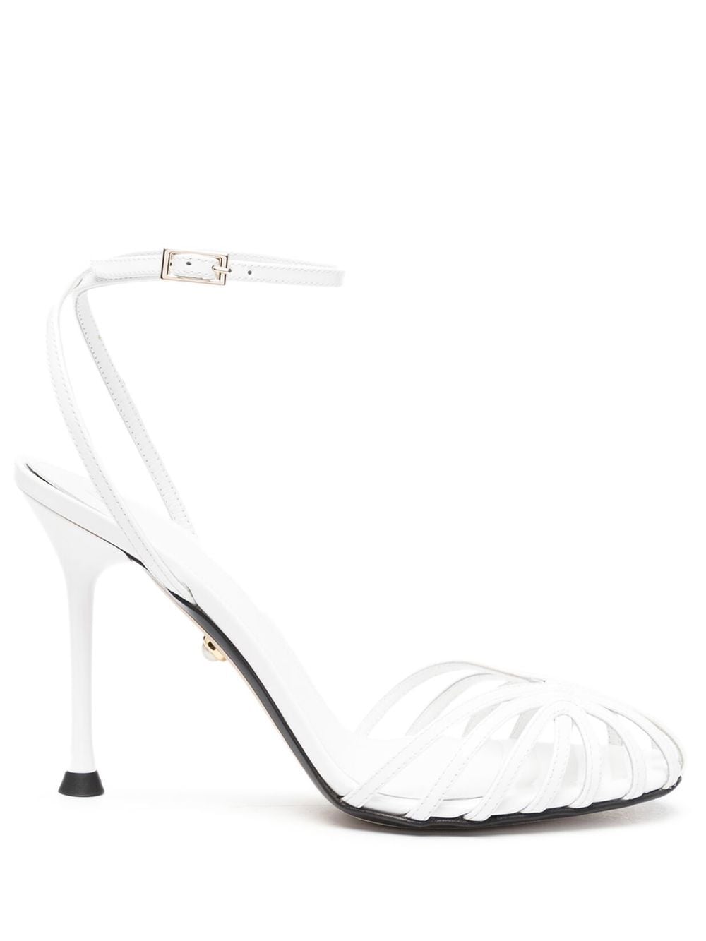 Alevì caged stiletto-heel leather sandals - White von Alevì