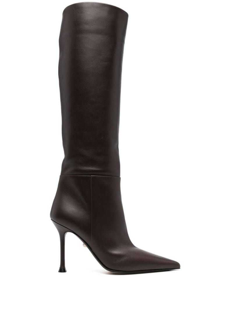Alevì pointed-toe 100mm knee-boots - Brown von Alevì