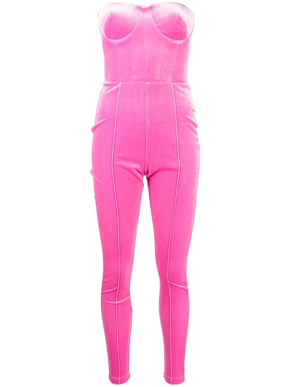 Alex Perry Beckham strapless velvet catsuit - Pink von Alex Perry