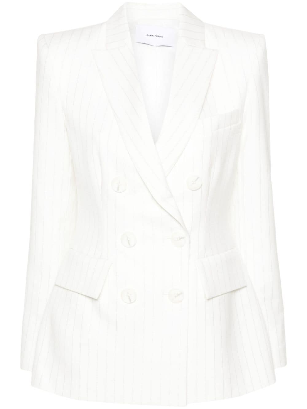 Alex Perry metallic pinstriped double-breasted blazer - White von Alex Perry